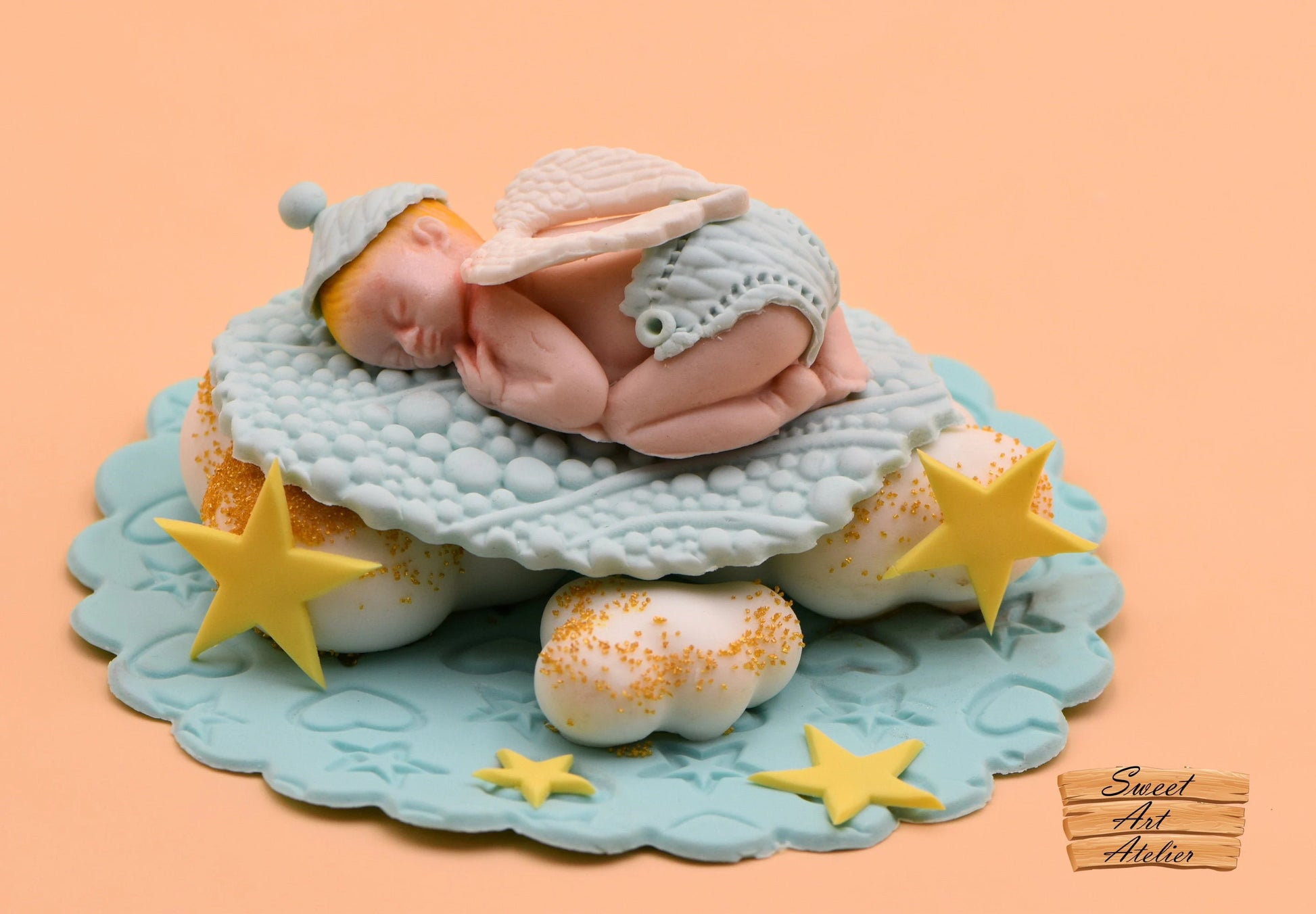 Edible Fondant Baby Decorative Cake Topper - Baby Angel; Nature theme