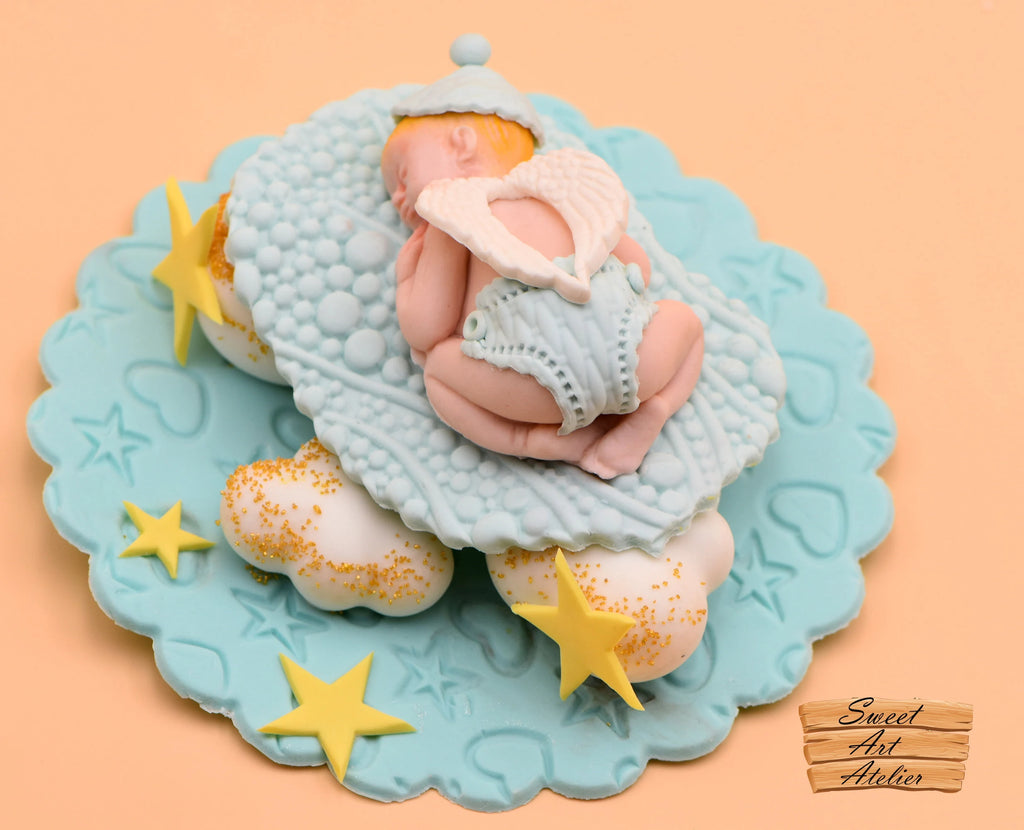 Edible Fondant Baby Decorative Cake Topper - Baby Angel; Nature theme